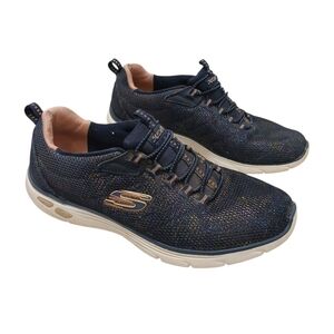 Skechers Navy Blue Sneakers Relaxed Fit Empire D'Luxe Slip On, No Lace Athletic